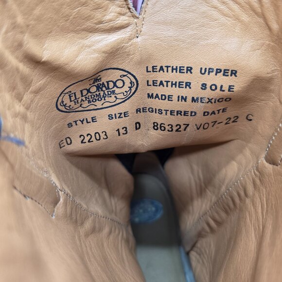 EL DORADO ED 2203 MEN'S HANDMADE BLACK OSTRICH LEG WESTERN BOOTS MEDIUM TOE 13 D - Picture 13 of 13